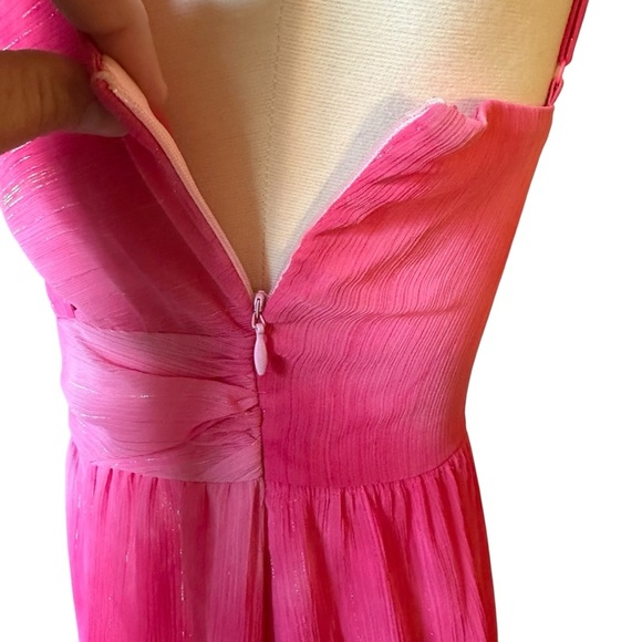 H&M | Women's Pink Shimmer Threads Asymmetrical A-Line Dress Size 6 - Picture 8 of 14